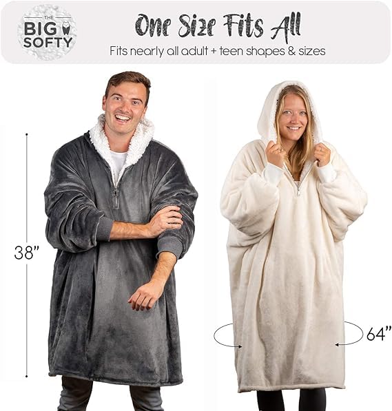 trekki Blanket Hoodie, Oversized Hoodie Blanket, Sherpa & Fleece Wearable Blanket Hoodies for Women & Men, Comfy & Fluffy Hooded Blankets, The Big Softy®